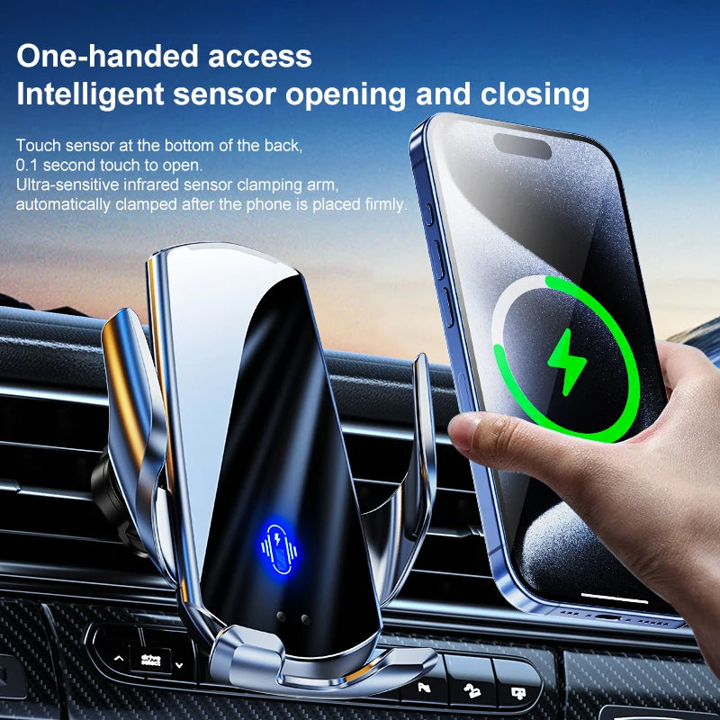 Chargeur Voiture Sans Fil 15W - Support Téléphone Grille d'Aération