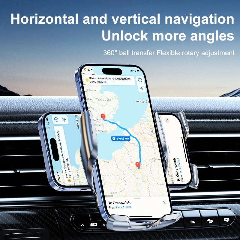 Chargeur Voiture Sans Fil 15W - Support Téléphone Grille d'Aération