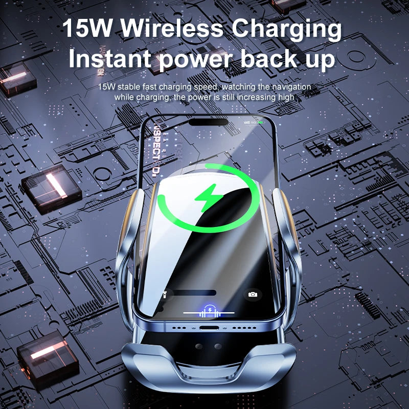 Chargeur Voiture Sans Fil 15W - Support Téléphone Grille d'Aération