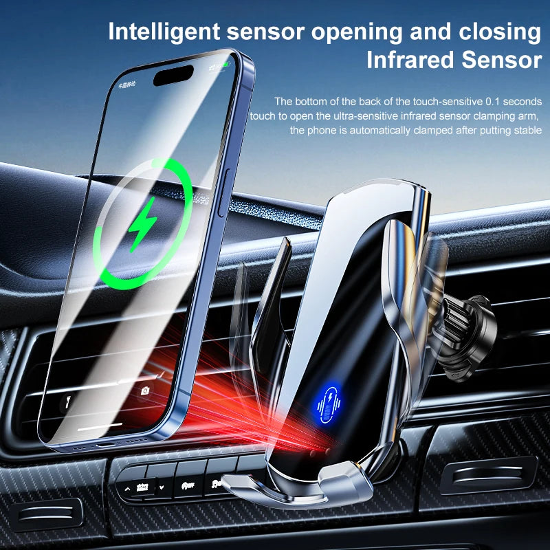 Chargeur Voiture Sans Fil 15W - Support Téléphone Grille d'Aération