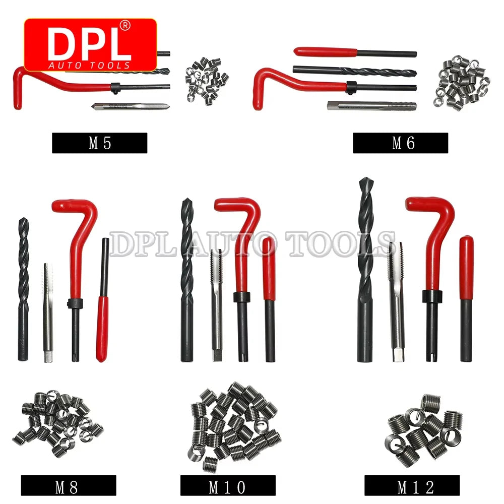 Kit de Réparation de Filetage Helicoil 131 Pièces — M5, M6, M8, M10, M12