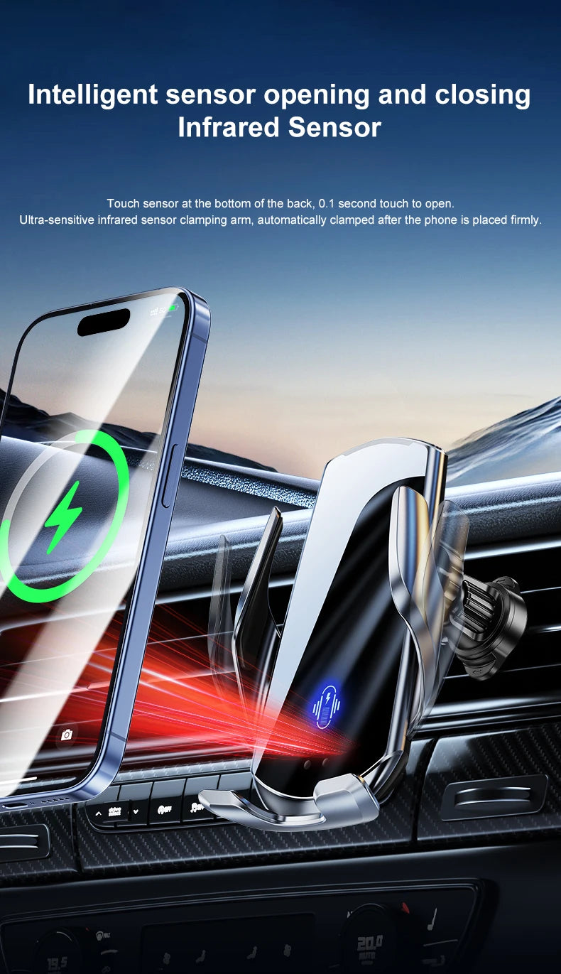 Chargeur Voiture Sans Fil 15W - Support Téléphone Grille d'Aération