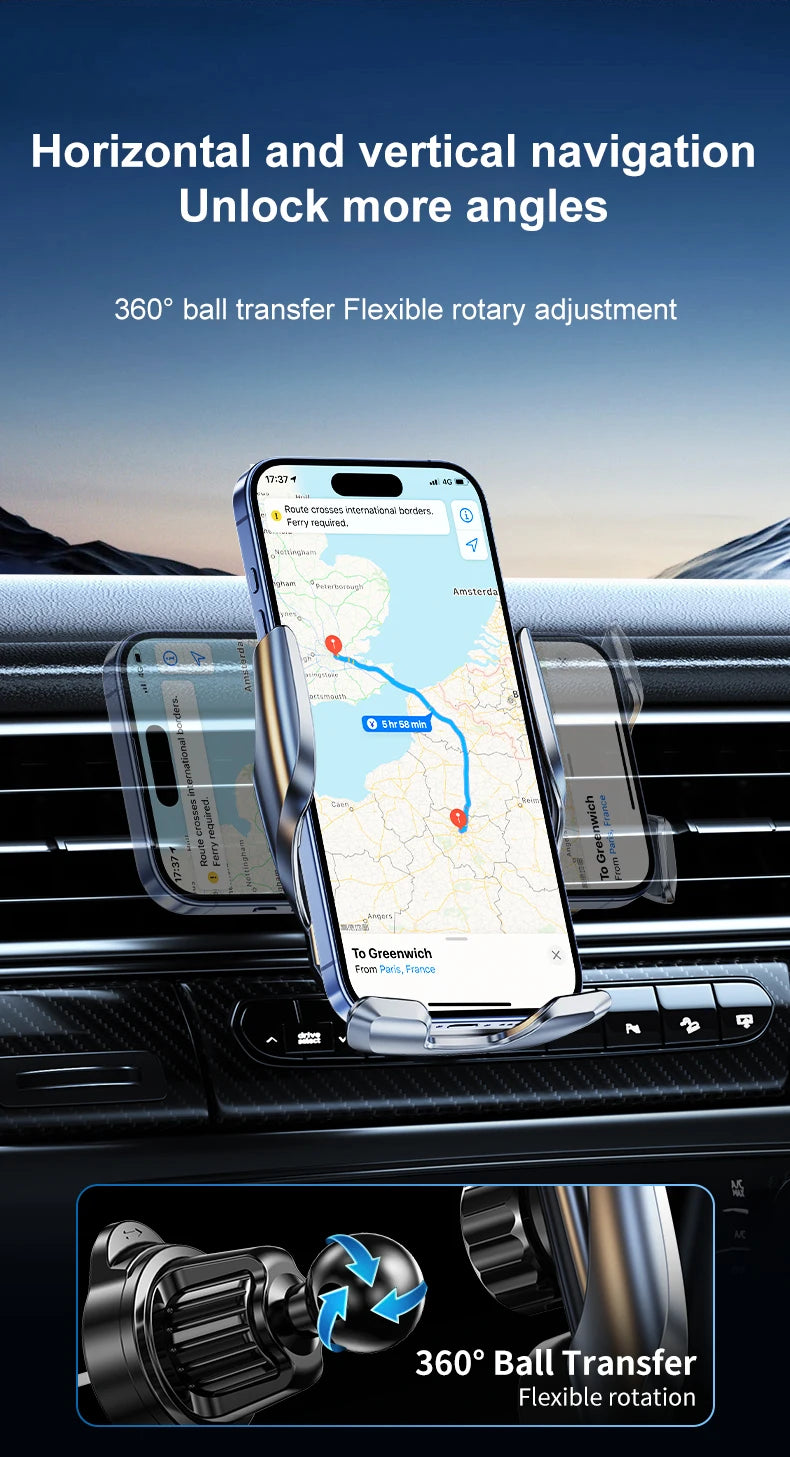 Chargeur Voiture Sans Fil 15W - Support Téléphone Grille d'Aération