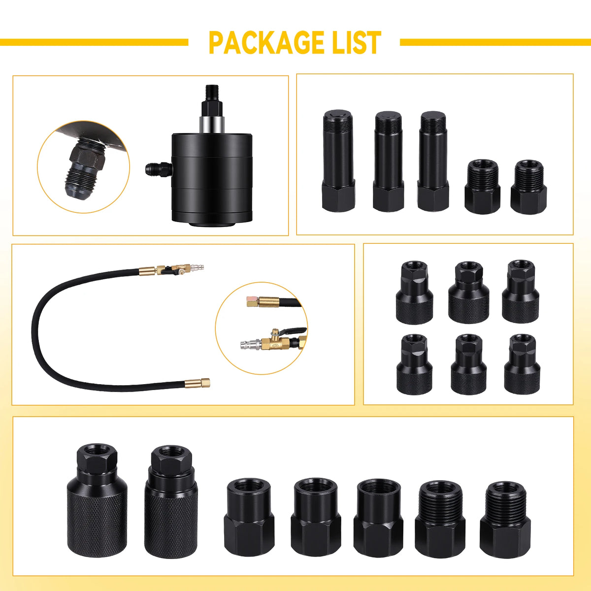 Kit d'Extracteurs d'Injecteurs Pneumatiques Podofo 21 Pièces — Bosch, Delphi, Denso, Siemens