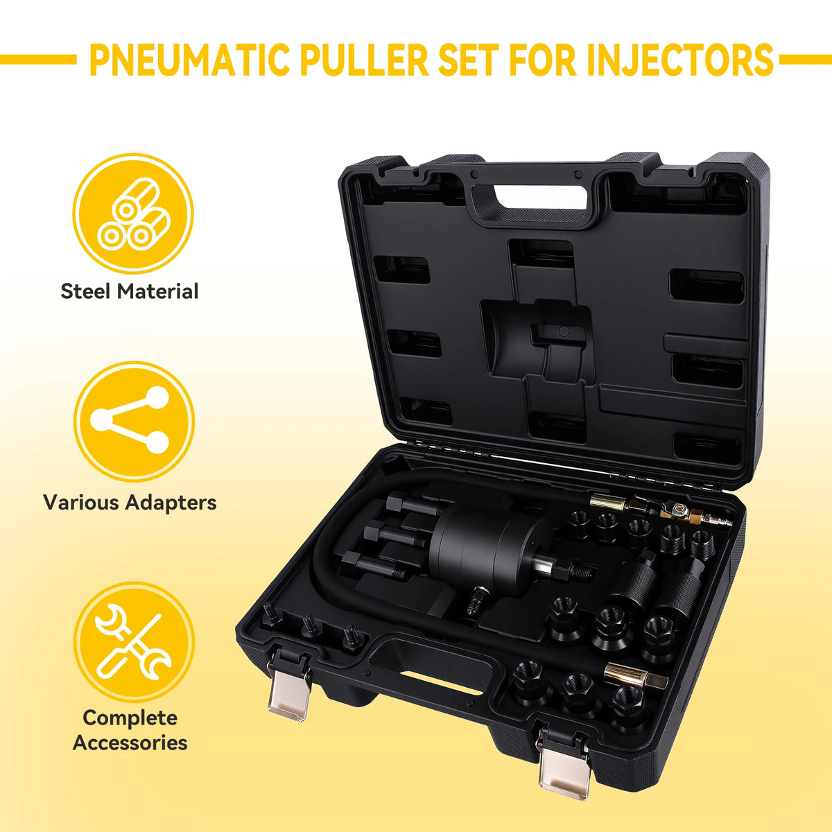 Kit d'Extracteurs d'Injecteurs Pneumatiques Podofo 21 Pièces — Bosch, Delphi, Denso, Siemens