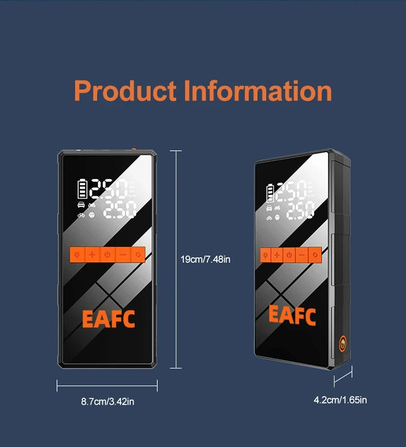 Booster de Batterie EAFC 1200A + Compresseur d'Air 2-en-1 Portable