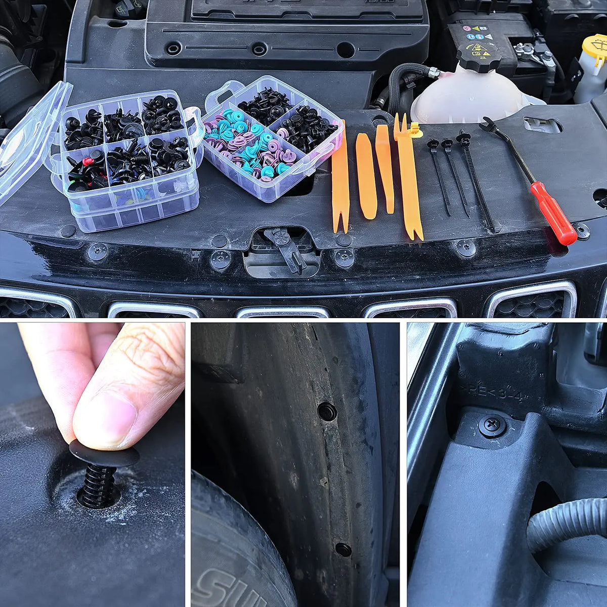 Assortiment de 725 Clips de Fixation Automobile — 23 Tailles, Rivets Nylon + Outil de Retrait