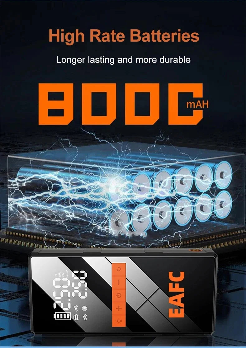 Booster de Batterie EAFC 1200A + Compresseur d'Air 2-en-1 Portable