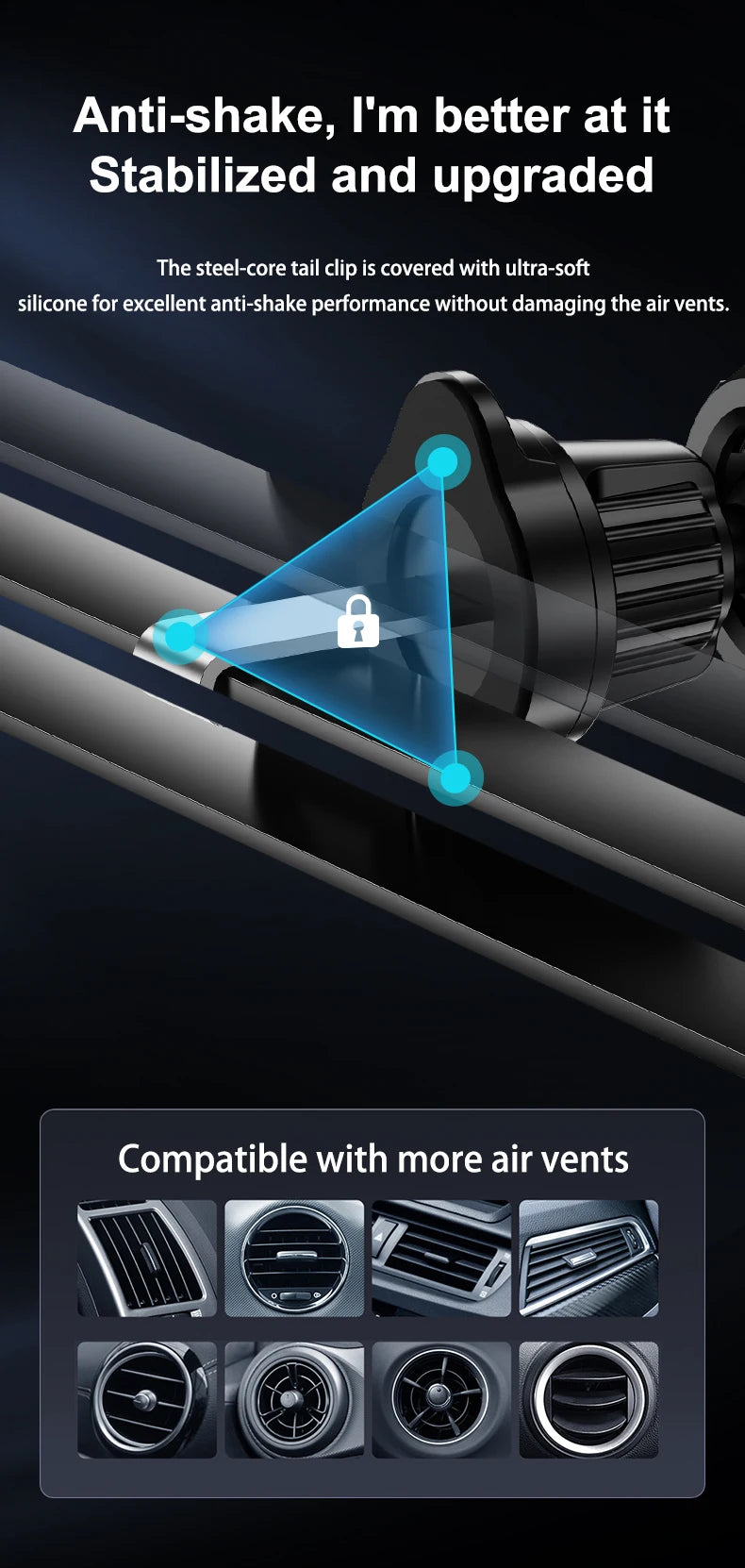 Chargeur Voiture Sans Fil 15W - Support Téléphone Grille d'Aération