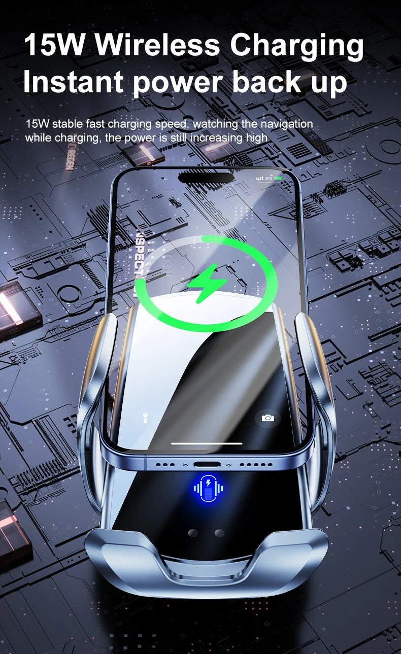 Chargeur Voiture Sans Fil 15W - Support Téléphone Grille d'Aération