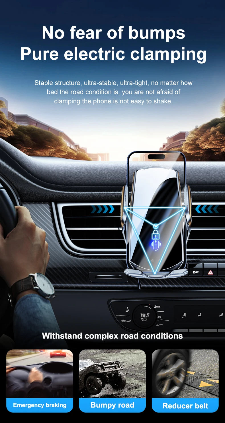 Chargeur Voiture Sans Fil 15W - Support Téléphone Grille d'Aération