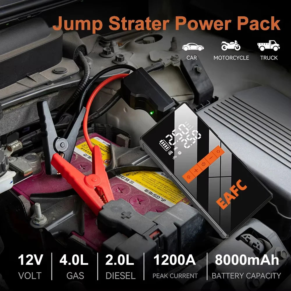 Booster de Batterie EAFC 1200A + Compresseur d'Air 2-en-1 Portable