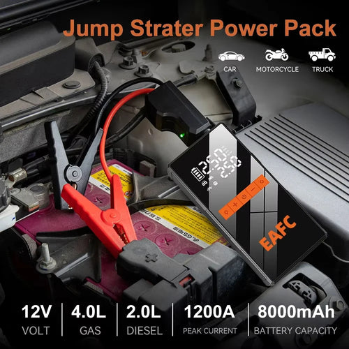 Booster de Batterie EAFC 1200A + Compresseur d'Air 2-en-1 Portable