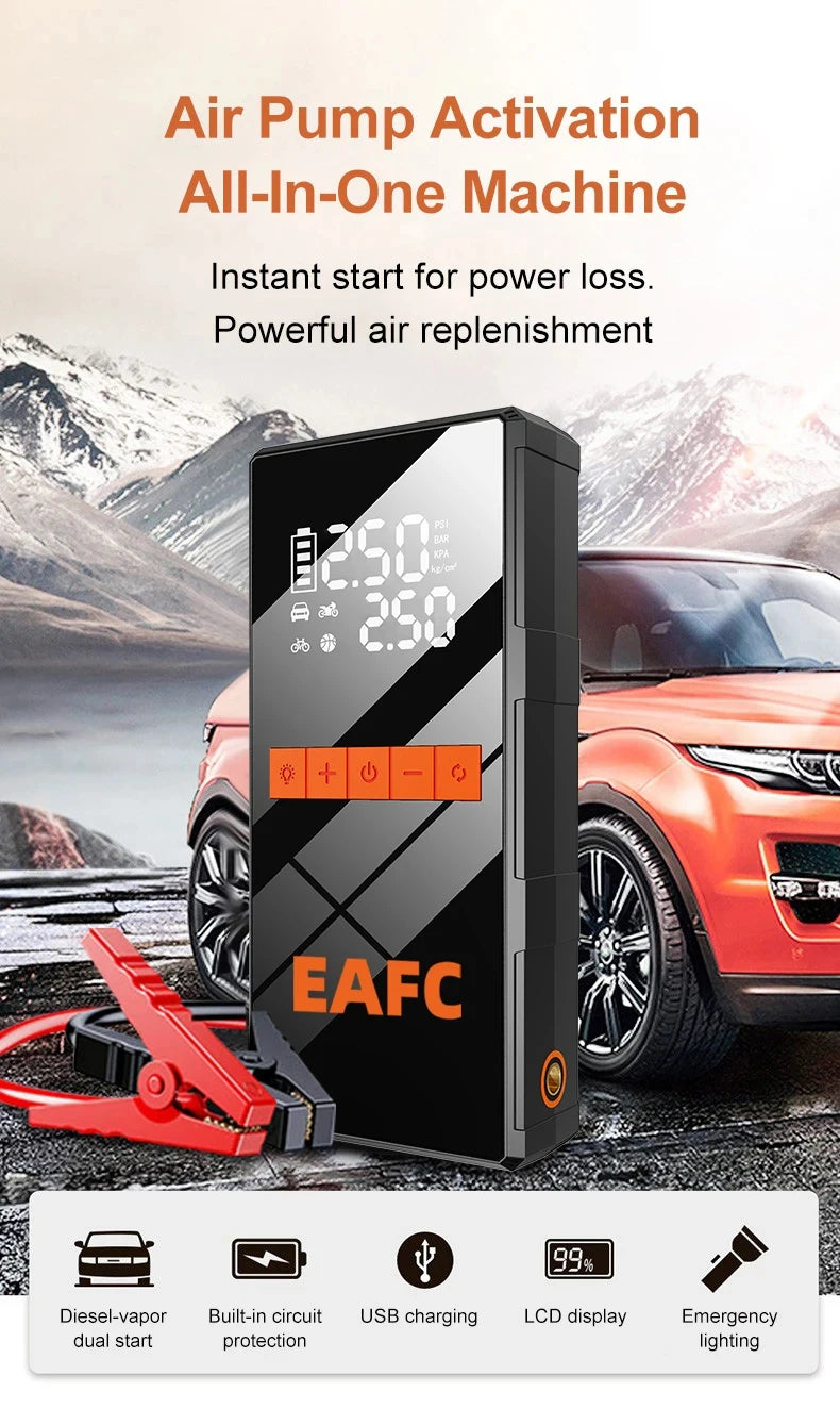 Booster de Batterie EAFC 1200A + Compresseur d'Air 2-en-1 Portable